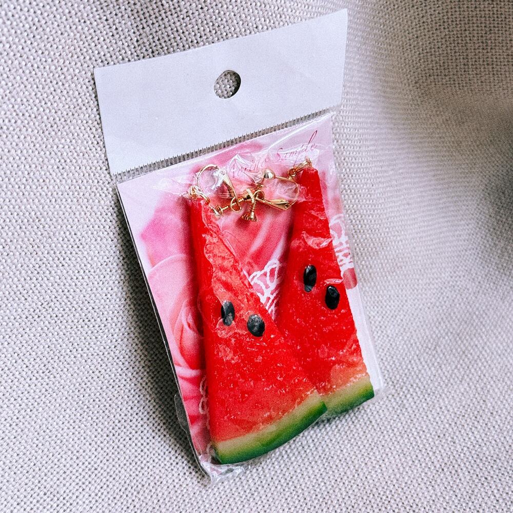 Realistic Watermelon Earrings, Japanese Food Novelty from Tokyo